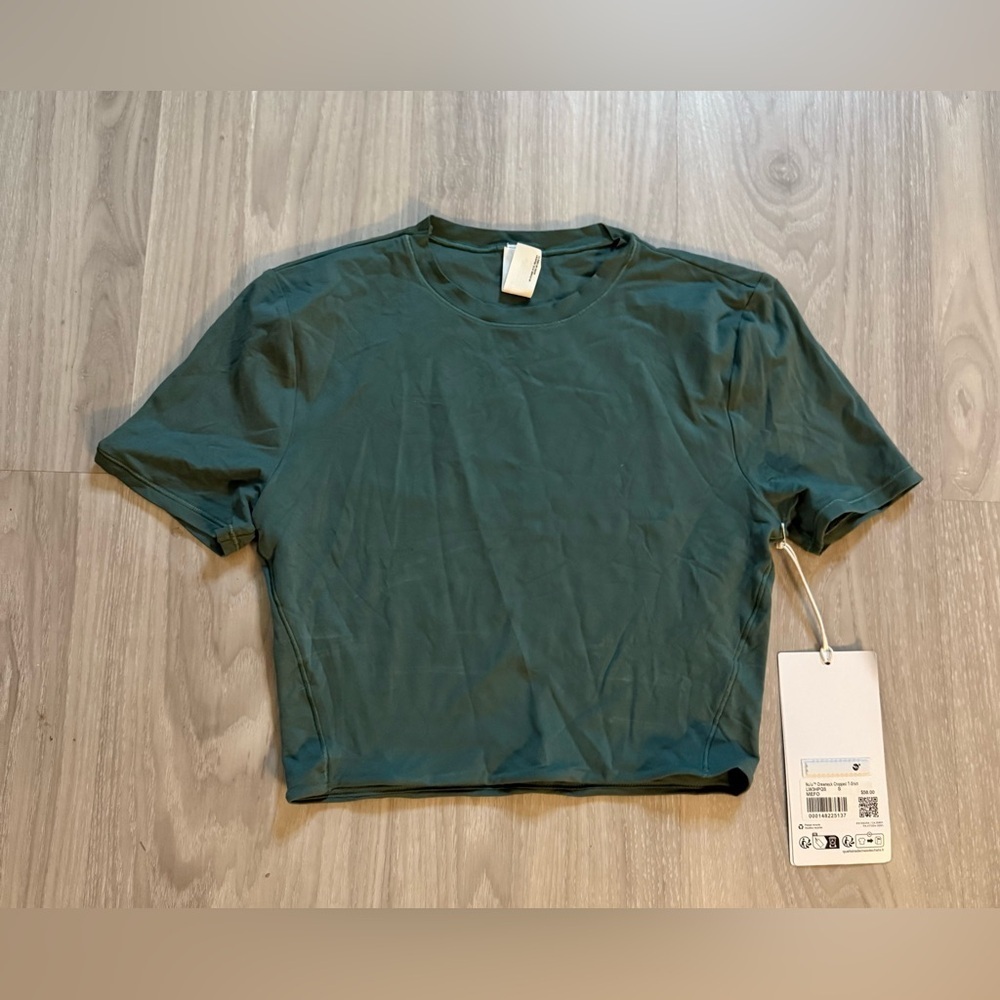 Retired Lululemon Nulu Crewneck Cropped T-Shirt Medium Forest Green Rare Sz S - Picture 7 of 10